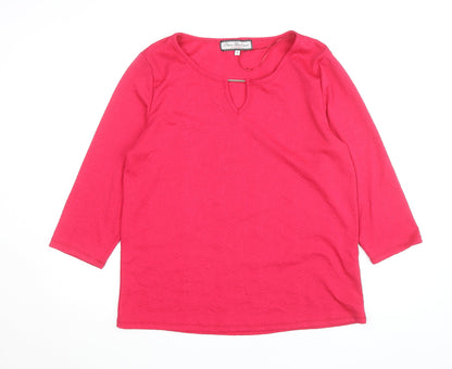 Paco Boutique Womens Pink 3/4 Sleeve Stretch Blouse Size 16
