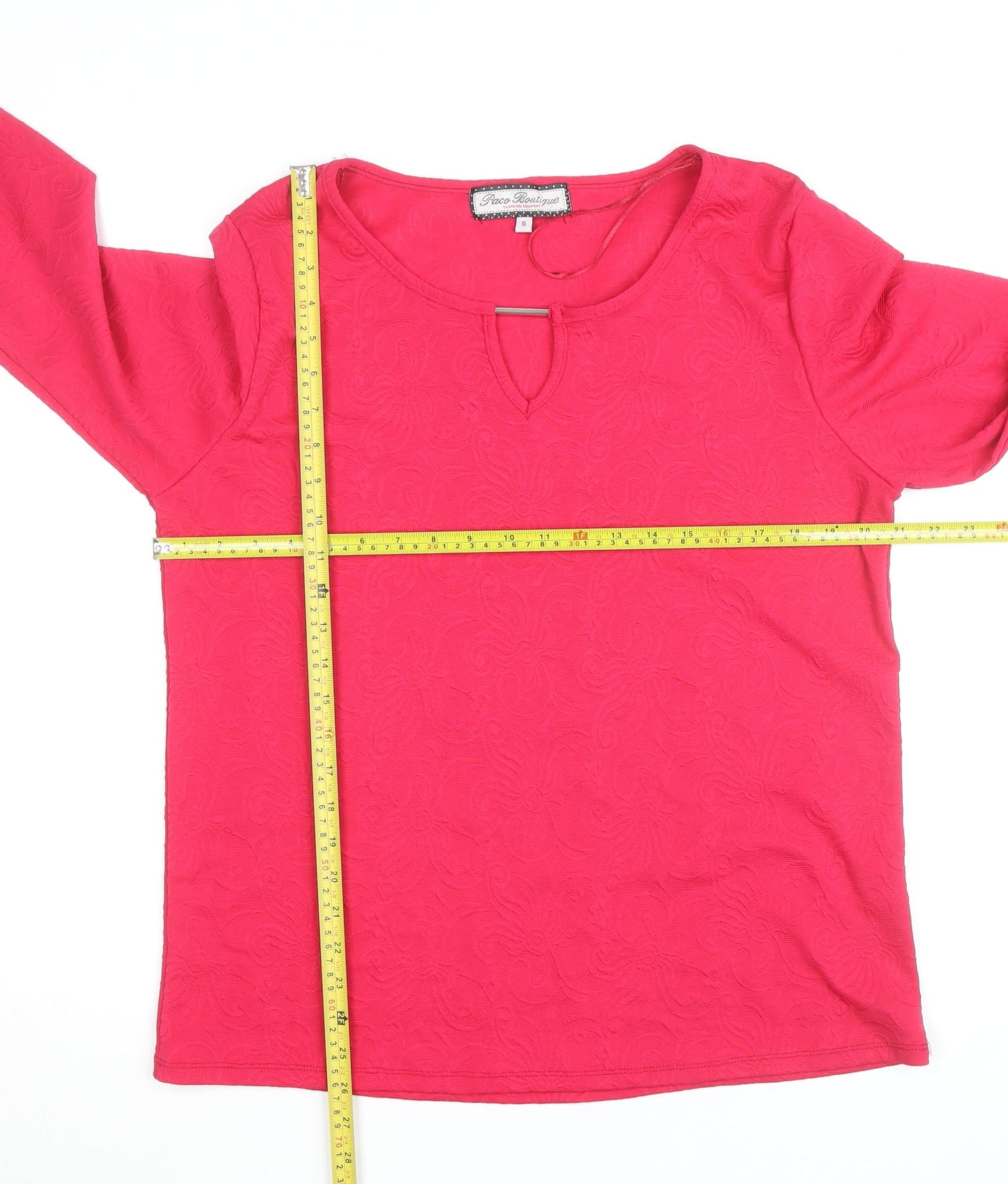 Paco Boutique Womens Pink 3/4 Sleeve Stretch Blouse Size 16