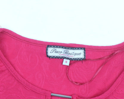 Paco Boutique Womens Pink 3/4 Sleeve Stretch Blouse Size 16