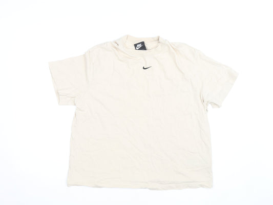 Nike Men's Beige Crew Neck Short Sleeve Cotton T-Shirt M