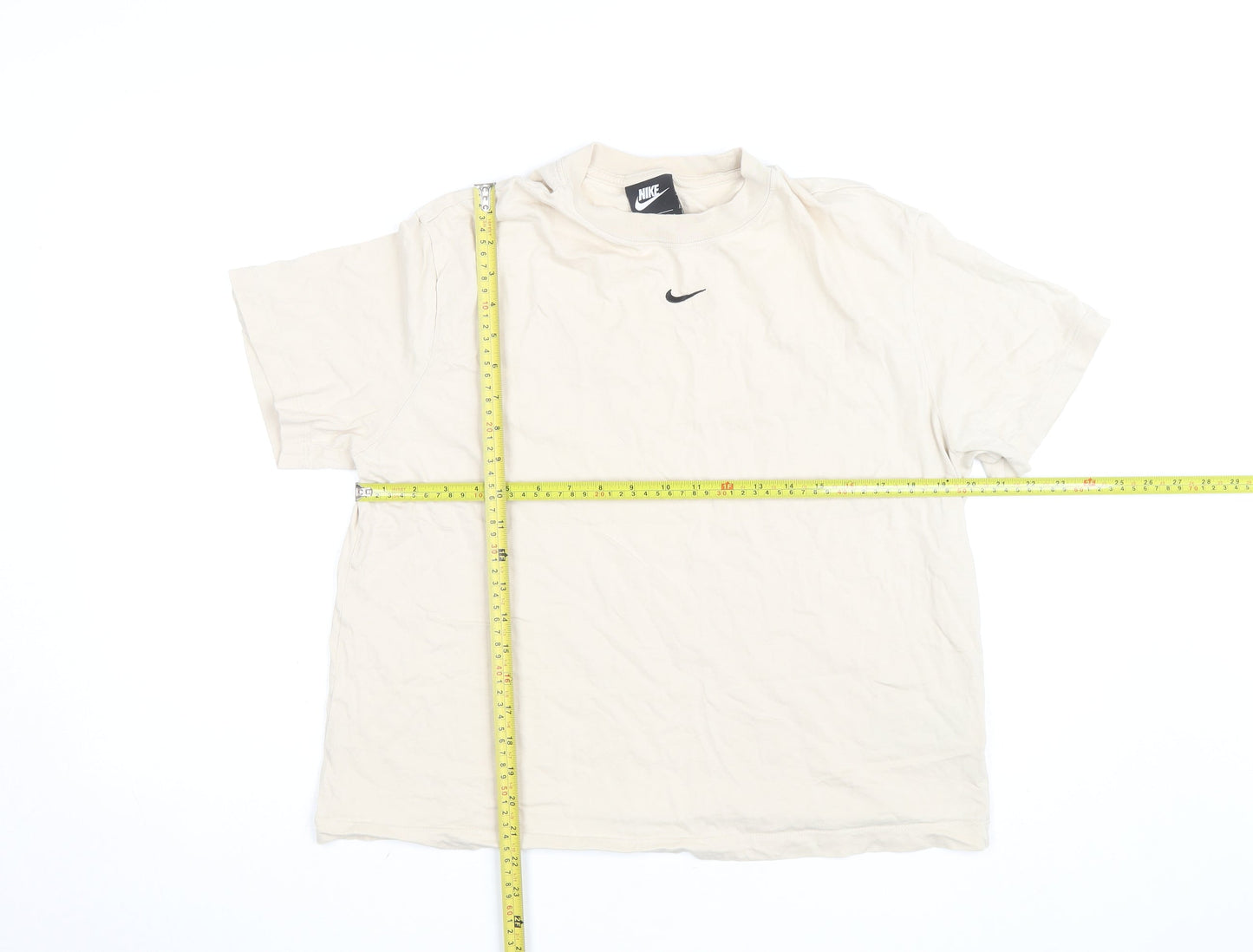 Nike Men's Beige Crew Neck Short Sleeve Cotton T-Shirt M