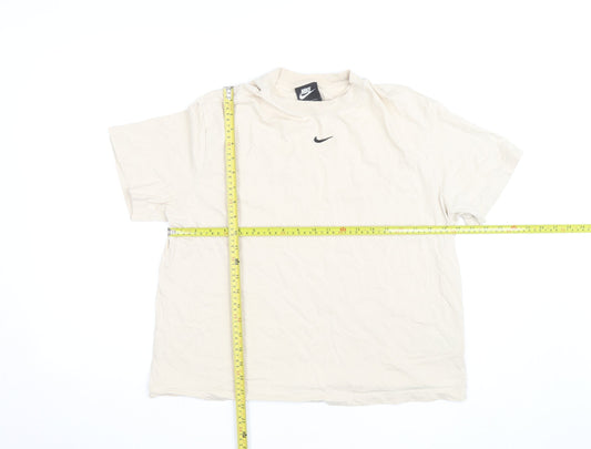 Nike Men's Beige Crew Neck Short Sleeve Cotton T-Shirt M