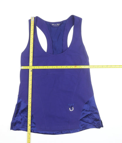 Karen Millen Women's Blue Racerback Lace-Up Tank Top Size 16