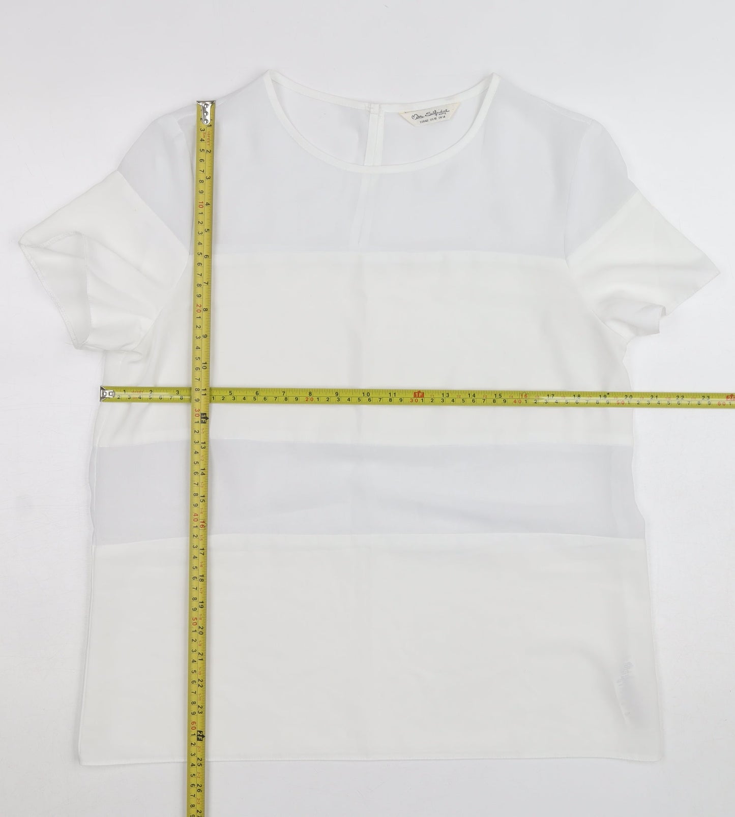 Miss Selfridge Women’s White Chiffon Short Sleeve Blouse Size 14