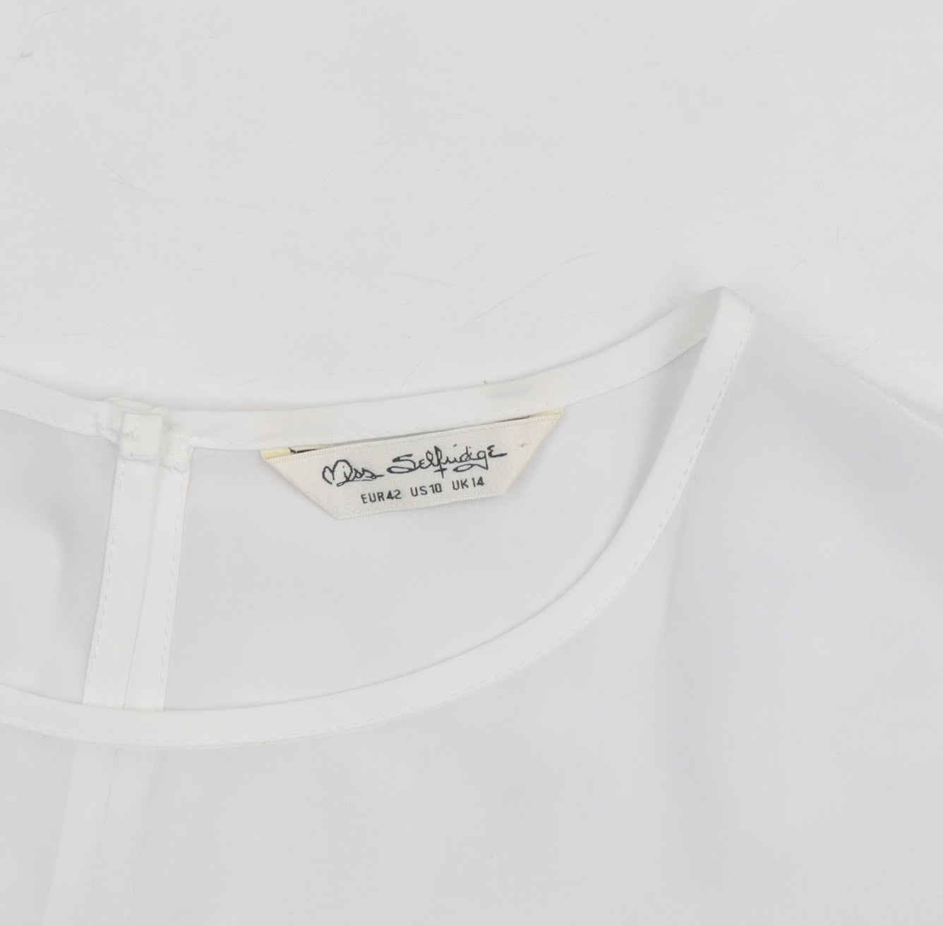 Miss Selfridge Women’s White Chiffon Short Sleeve Blouse Size 14