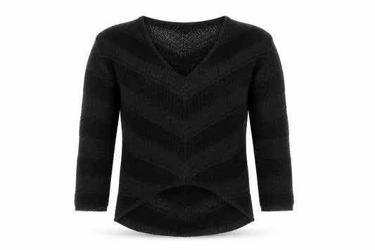 Miss Selfridge Women Black Knit Long Sleeve Cropped V-Neck Top Size 8