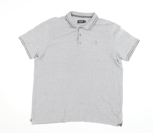 Burton Menswear London Grey Cotton Polo Shirt XL Regular Fit