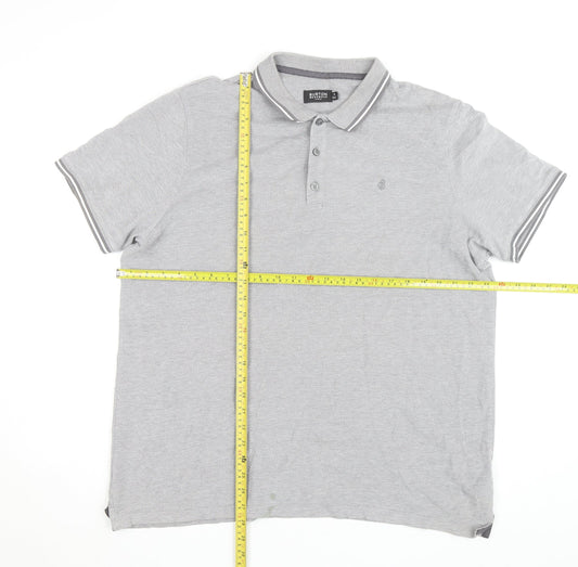 Burton Menswear London Grey Cotton Polo Shirt XL Regular Fit