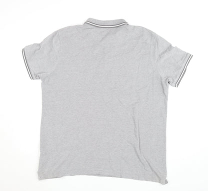 Burton Menswear London Grey Cotton Polo Shirt XL Regular Fit