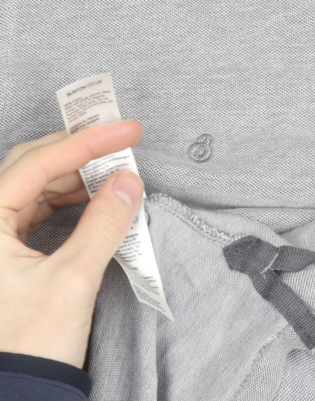 Burton Menswear London Grey Cotton Polo Shirt XL Regular Fit
