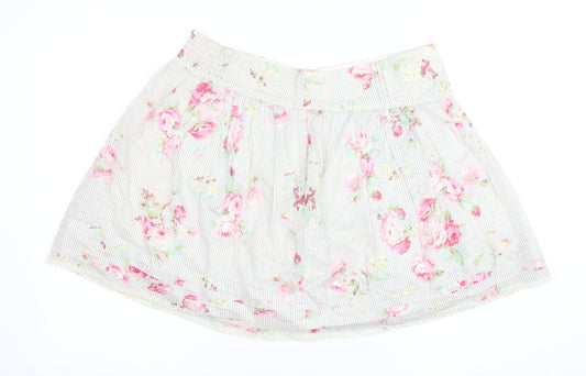Oasis Womens Floral A-Line Short Cotton Skirt Size 16 Multicoloured