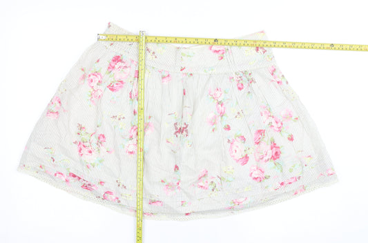 Oasis Womens Floral A-Line Short Cotton Skirt Size 16 Multicoloured