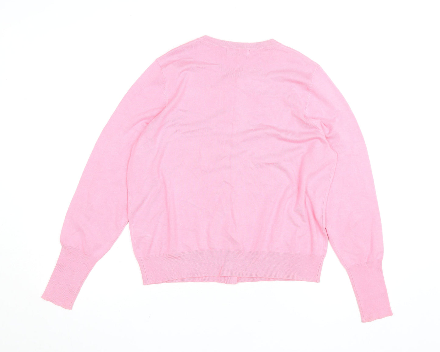 Marks and Spencer Womens Pink Crew Neck Long Sleeve Cardigan Size 16