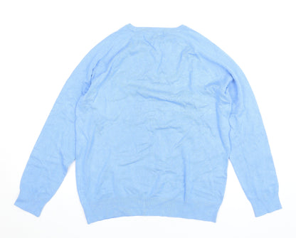 Dunnes Women's Blue Viscose Crew Neck Pullover Jumper L