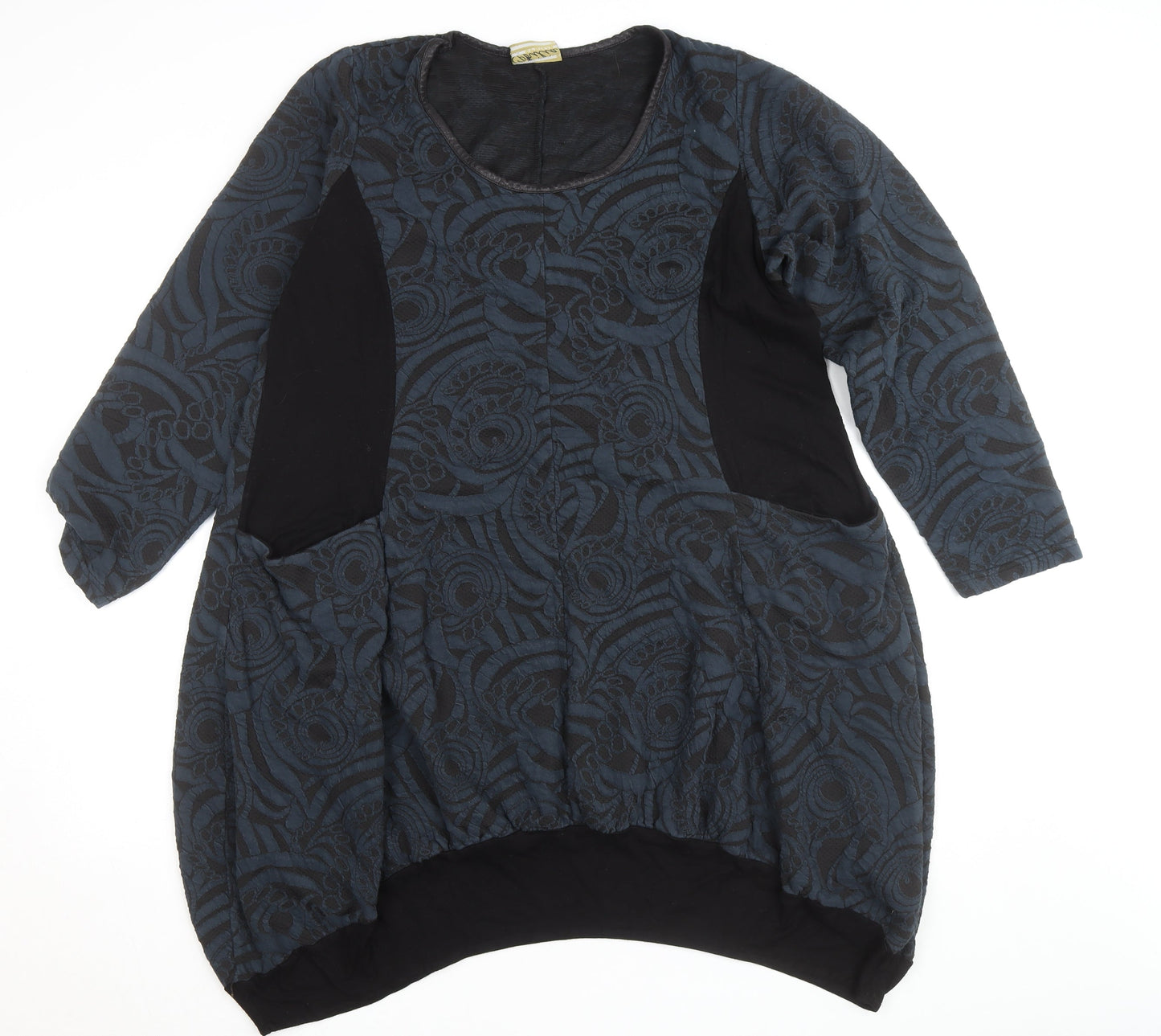 Ophilia Women's Blue Jacquard Shift Dress Size 18 3/4 Sleeve