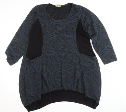 Ophilia Women's Blue Jacquard Shift Dress Size 18 3/4 Sleeve
