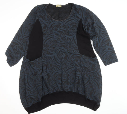 Ophilia Women's Blue Jacquard Shift Dress Size 18 3/4 Sleeve