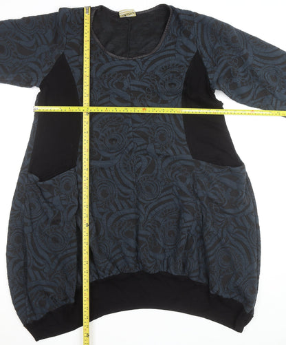 Ophilia Women's Blue Jacquard Shift Dress Size 18 3/4 Sleeve