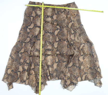 F&F Women’s Brown Animal Print Asymmetric Midi Skirt Size 20