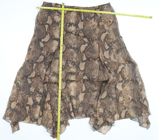 F&F Women’s Brown Animal Print Asymmetric Midi Skirt Size 20