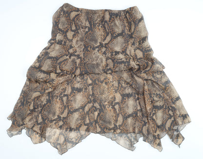 F&F Women’s Brown Animal Print Asymmetric Midi Skirt Size 20