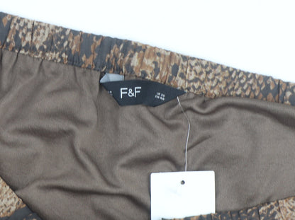 F&F Women’s Brown Animal Print Asymmetric Midi Skirt Size 20