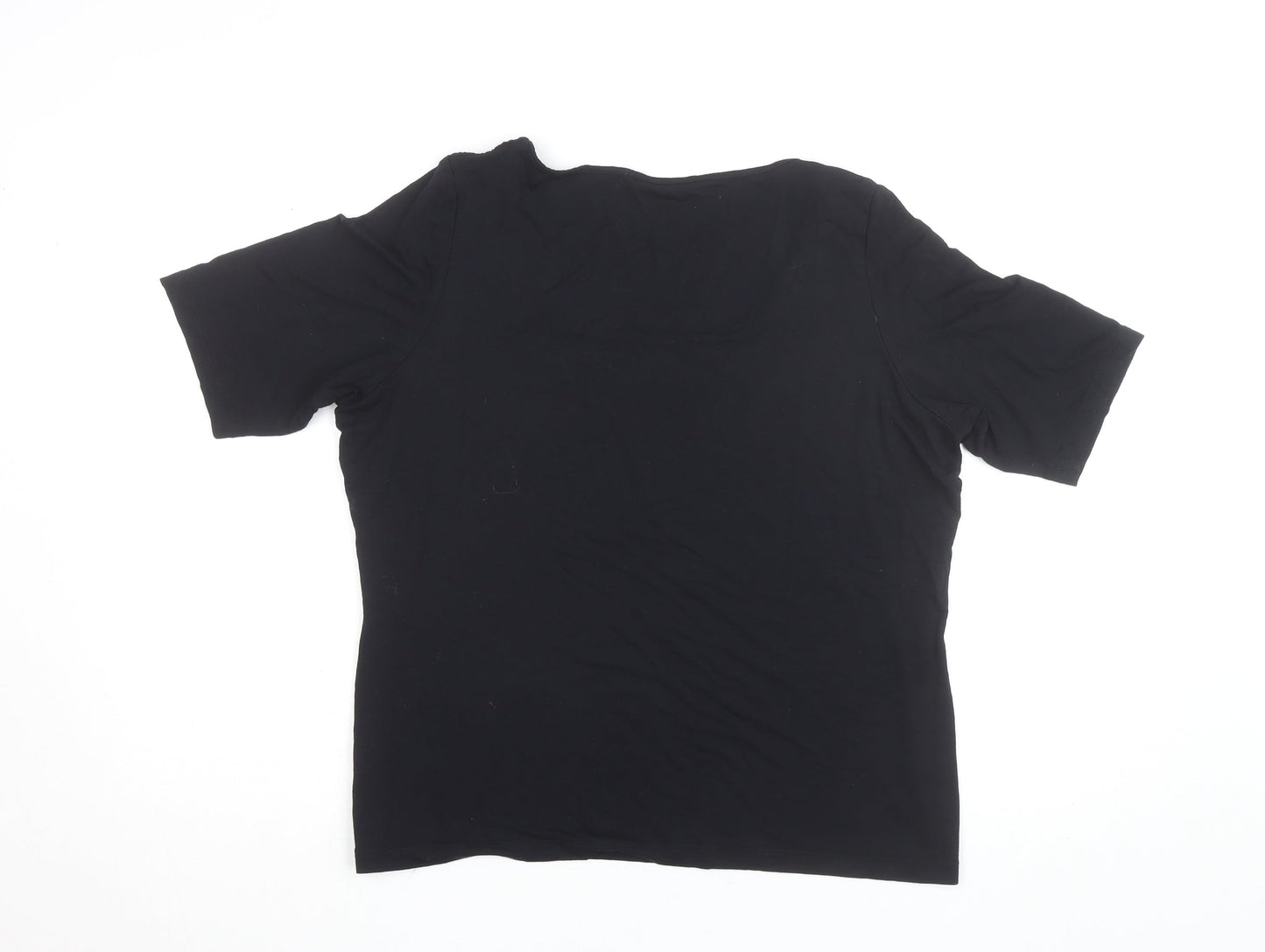 Marks and Spencer Women’s Black Short Sleeve Cotton Stretch Square Neck T-Shirt Size 14