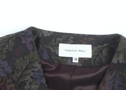 Thistle Mill Women's Multicoloured Wool Blazer Size 16 Classic Lined Jacket