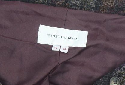 Thistle Mill Women’s Multicoloured Wool A-Line Midi Skirt Size 18