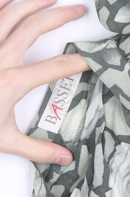 BASSET Women’s Grey Floral Midi A-Line Chiffon Skirt Size 16