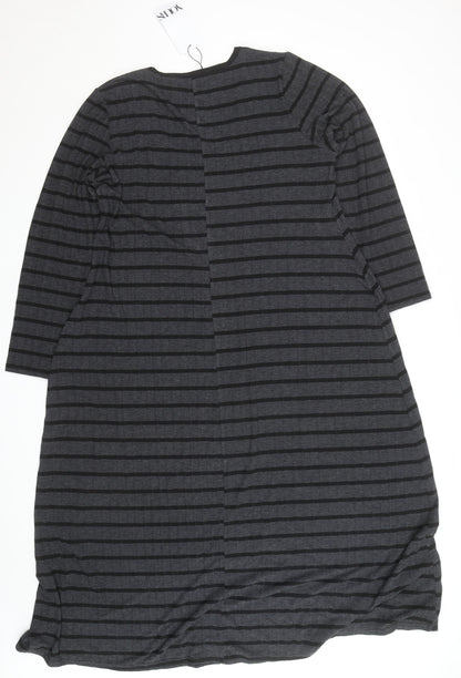 Yours Clothing Women’s Grey Striped A-Line Knee Length Dress Size 22-24