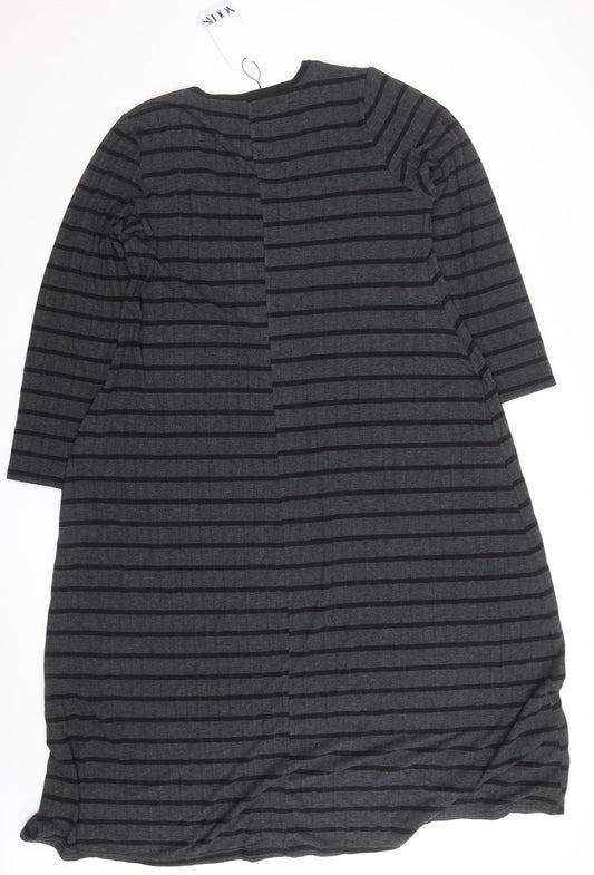 Yours Clothing Women’s Grey Striped A-Line Knee Length Dress Size 22-24