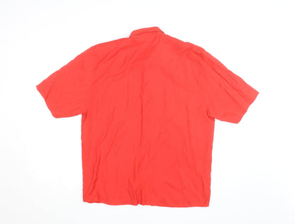 Premiere Collection Women's Red Short Sleeve Button-Up Shirt Size 14