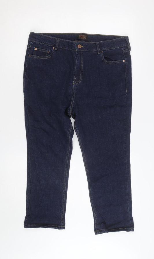 F&F Women Blue Skinny Stretch Denim Jeans Size 14 Regular
