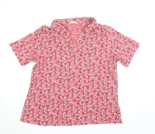 Seasalt Cornwall Womens Pink Floral Organic Cotton Blouse Size 18