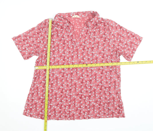 Seasalt Cornwall Womens Pink Floral Organic Cotton Blouse Size 18