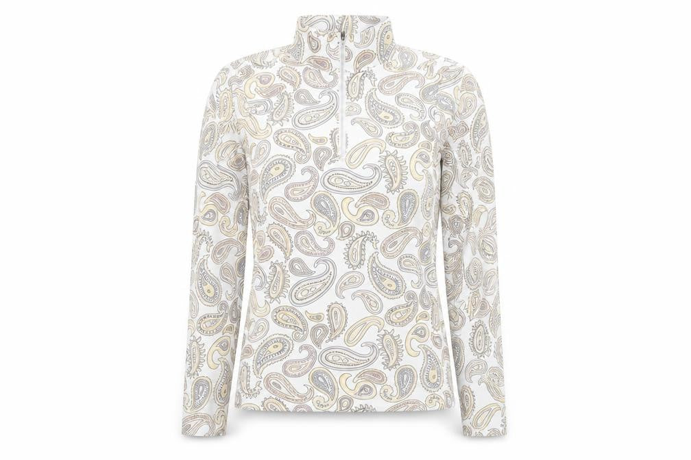 Ping Womens Multicoloured Paisley Long Sleeve Zip Neck Top Size 8