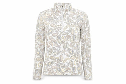 Ping Womens Multicoloured Paisley Long Sleeve Zip Neck Top Size 8