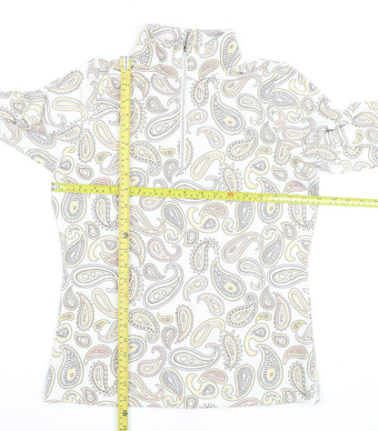 Ping Womens Multicoloured Paisley Long Sleeve Zip Neck Top Size 8