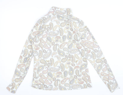 Ping Womens Multicoloured Paisley Long Sleeve Zip Neck Top Size 8