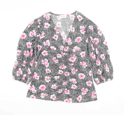 Savida Women's Multicoloured Floral Wrap Blouse Size 12