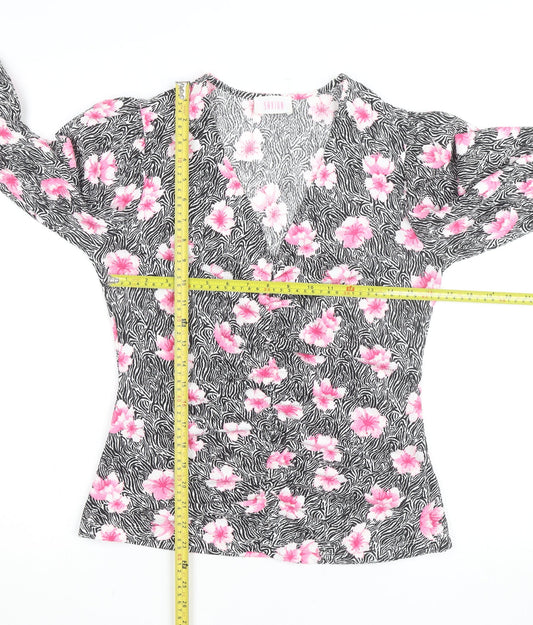 Savida Women's Multicoloured Floral Wrap Blouse Size 12