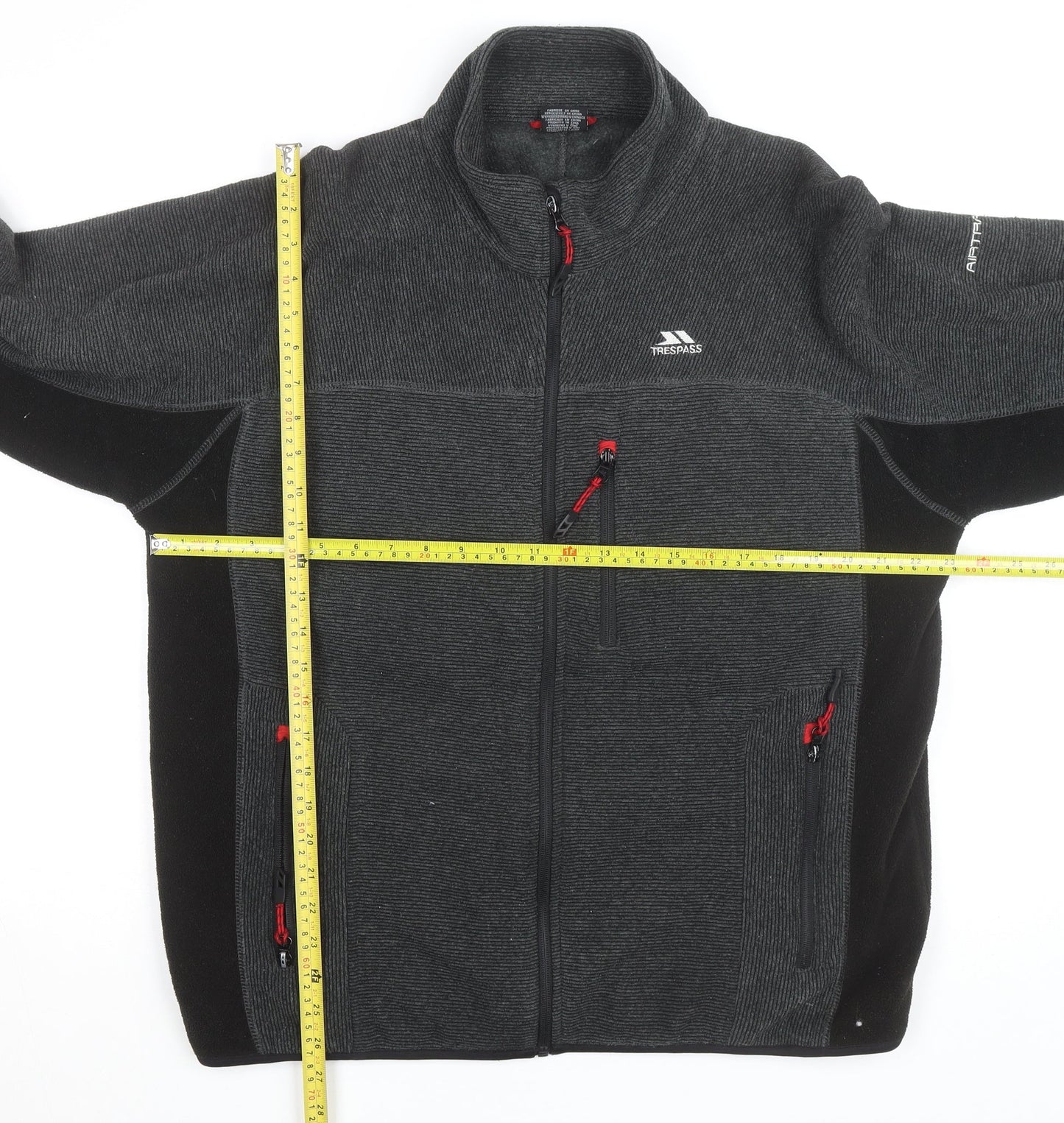 Trespass Men's Grey Fleece Jacket L 108cm Full Zip Outdoor Hiking