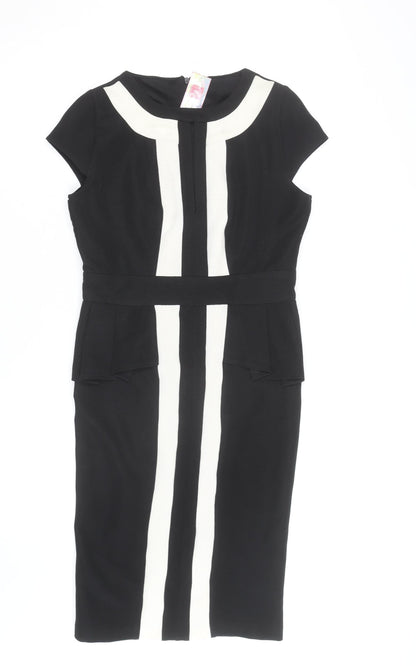 Jade Fashion Boutique Women Black White Size 10 Sheath Dress