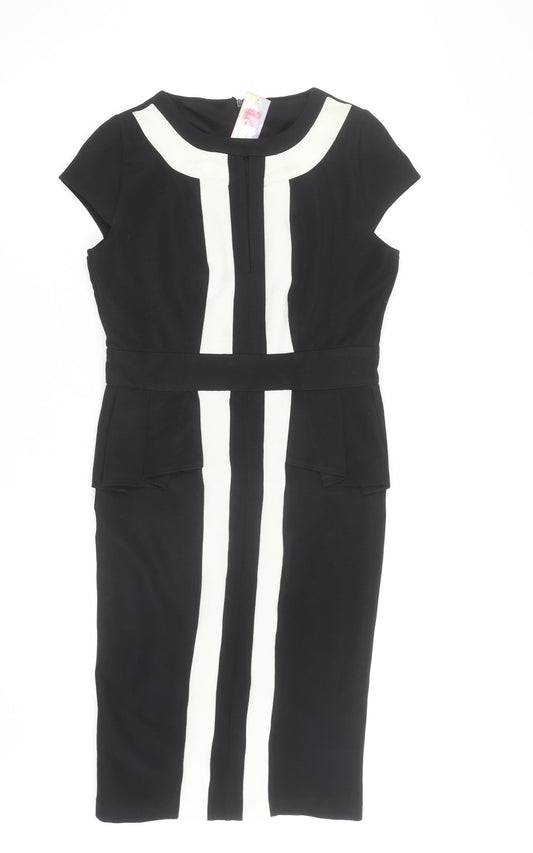 Jade Fashion Boutique Women Black White Size 10 Sheath Dress
