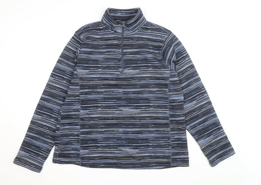 Mountain Warehouse Men's Blue Striped Fleece 1/2 Zip Active Jacket Size 2XL