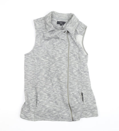 Next Womens Grey Collared Full Zip Sleeveless Knit Vest Size 12