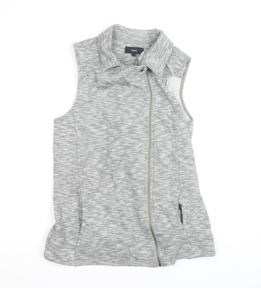 Next Womens Grey Collared Full Zip Sleeveless Knit Vest Size 12