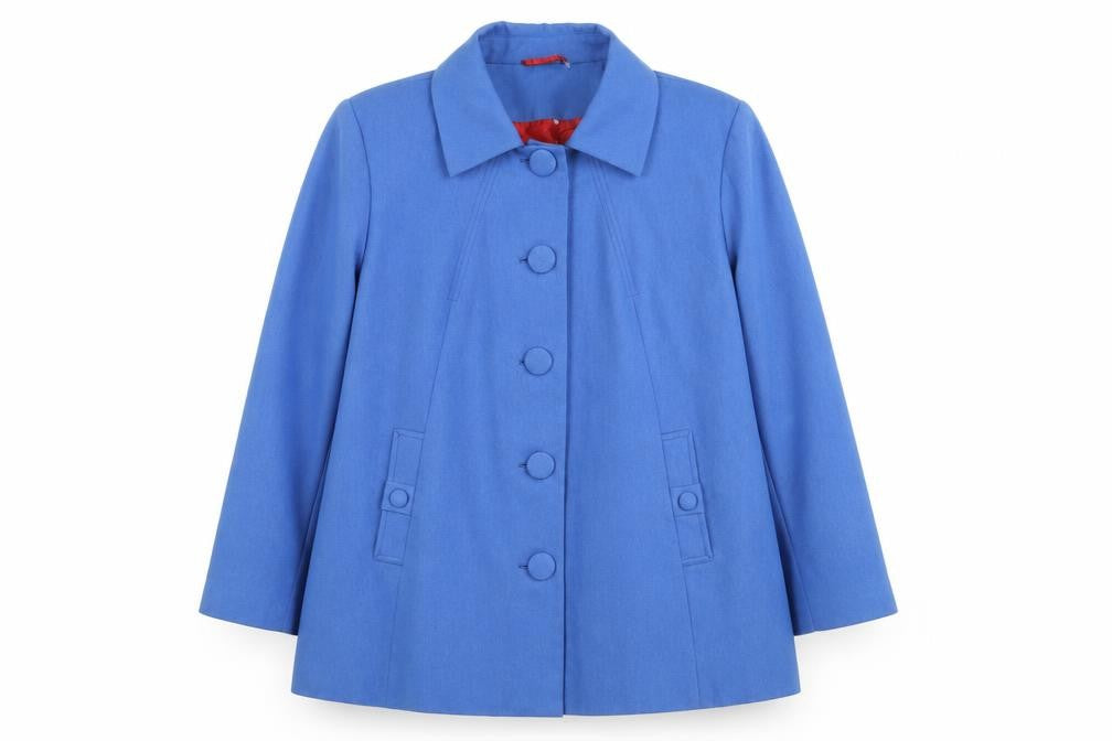 Wardrobe Women Blue Wool Blend Mid-Length Button Overcoat Size 16
