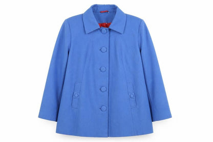 Wardrobe Women Blue Wool Blend Mid-Length Button Overcoat Size 16